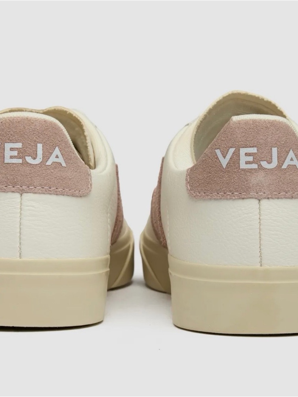 VEJA Women's Cream Sneakers with Dusty Pink Heel Tab
